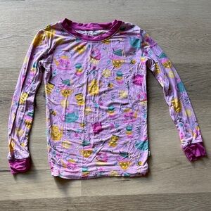 Little Sleepies Pink Teapot Honey Girls 5/6 Kids Pajama Top Long Sleeve